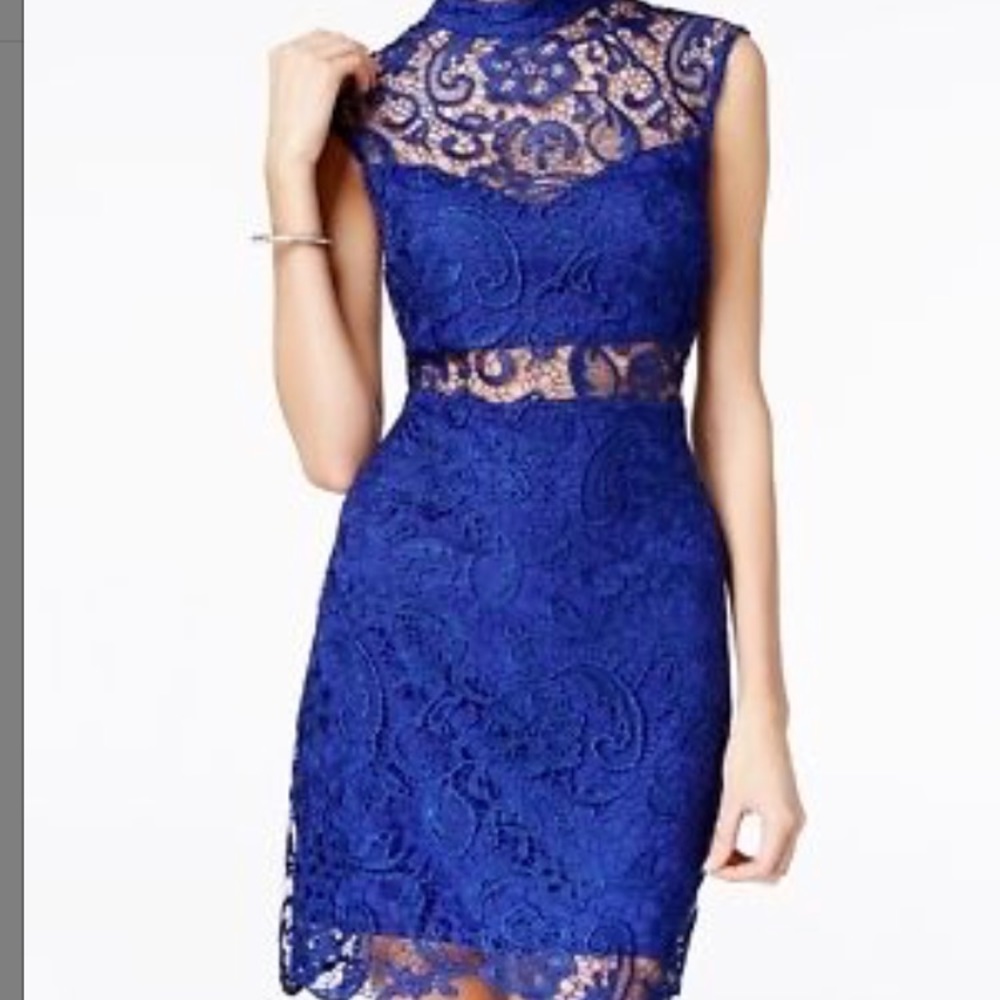 B. Darlin Lace Blue Bodycon Short Dress Size 3/4